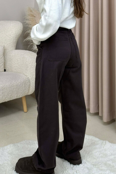 WIDE LEG WOMEN JEANS DARK BROWN/KAE - 3