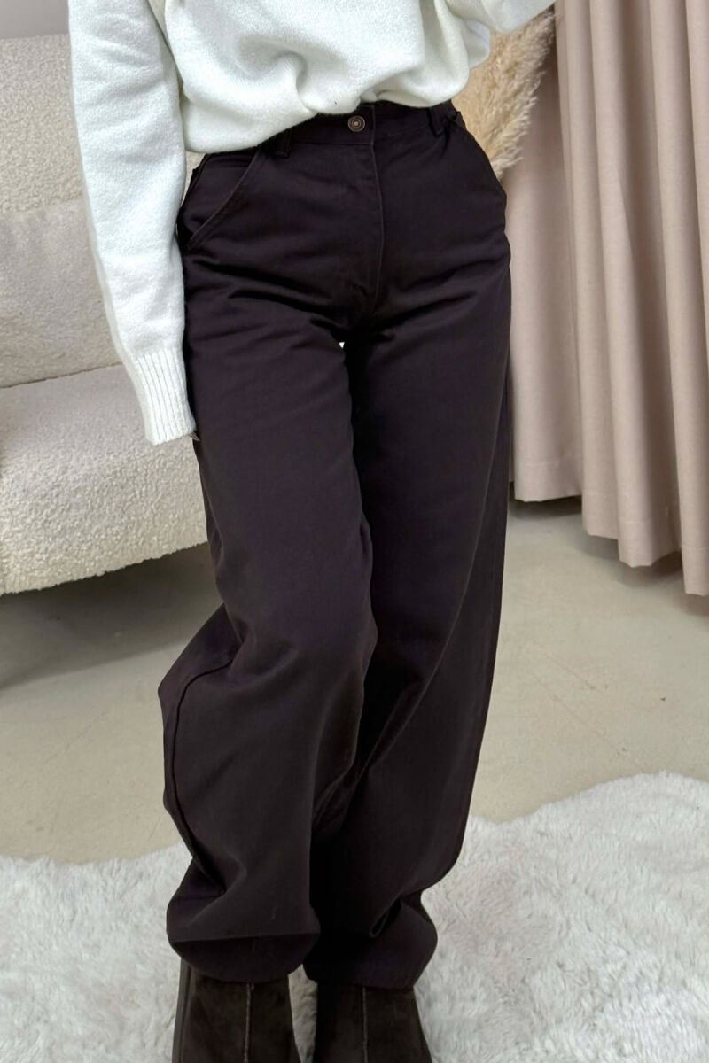 WIDE LEG WOMEN JEANS DARK BROWN/KAE - 4