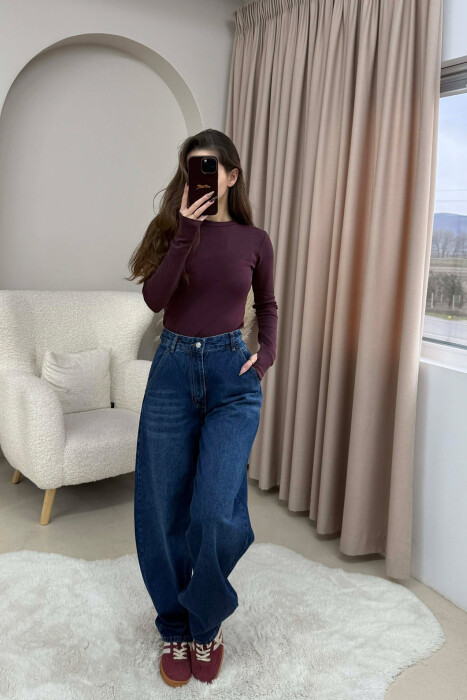 WIDE LEG WOMEN JEANS ELECTRIC BLUE/BLEL - 1