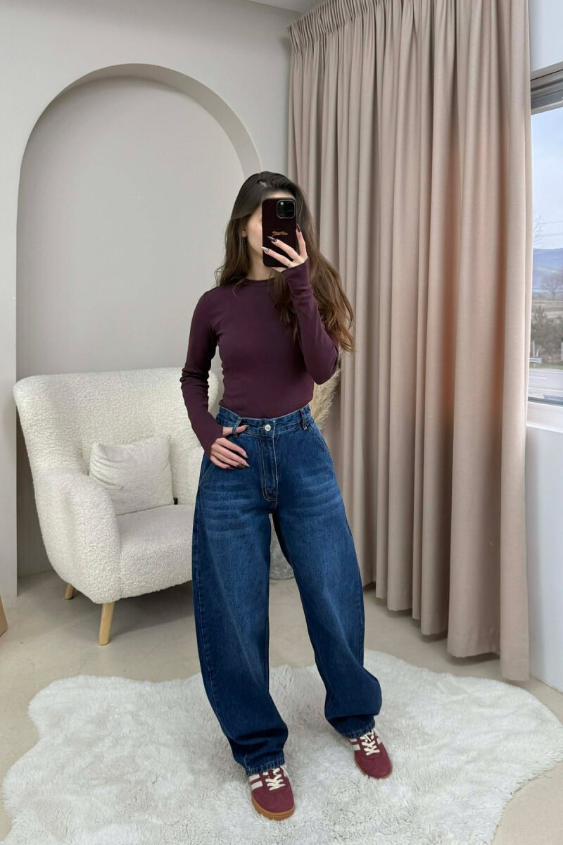 WIDE LEG WOMEN JEANS ELECTRIC BLUE/BLEL - 2