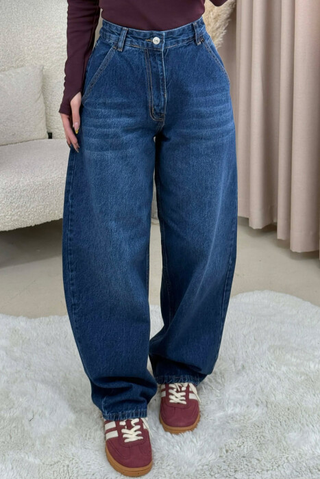 WIDE LEG WOMEN JEANS ELECTRIC BLUE/BLEL - 4