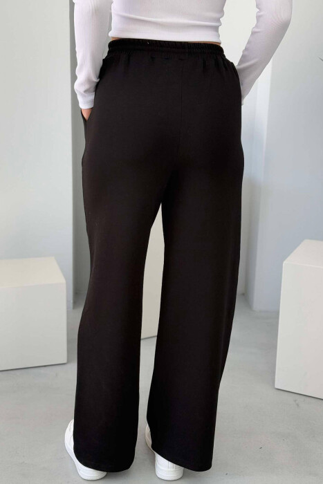 WIDE LEG WOMEN SWEATPANTS IN BLACK COLOR - 1