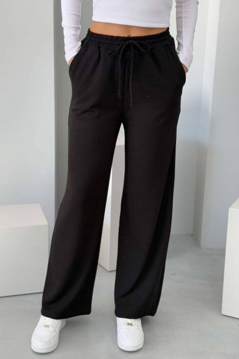 WIDE LEG WOMEN SWEATPANTS IN BLACK COLOR - 2