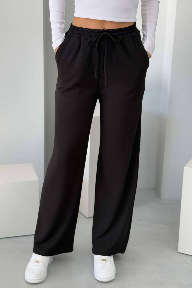 WIDE LEG WOMEN SWEATPANTS IN BLACK COLOR - 2