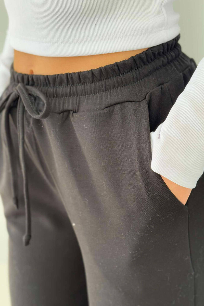 WIDE LEG WOMEN SWEATPANTS IN BLACK COLOR - 4