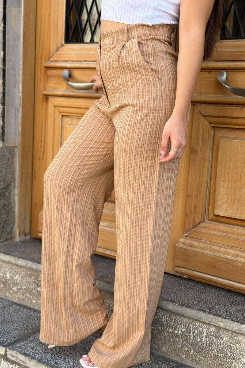 WIDE LEG WOMEN TROUSER IN BEIGE COLOR - 2
