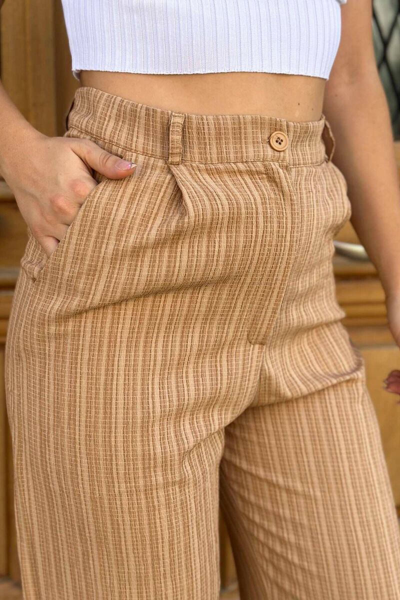 WIDE LEG WOMEN TROUSER IN BEIGE COLOR - 4