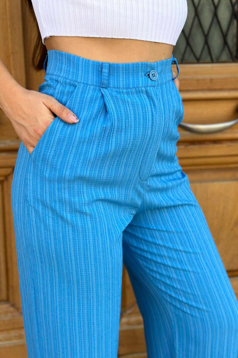 WIDE LEG WOMEN TROUSER IN LIGHTBLUE COLOR - 3