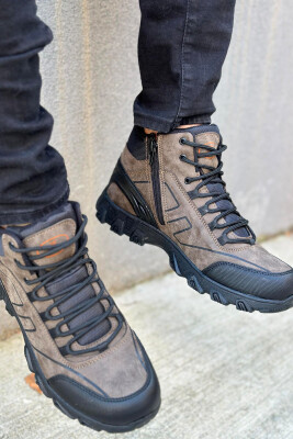 WINTER LACES AND ZIPPER MAN SHOES BROWN/KAFE - KLAUDIO FASHION