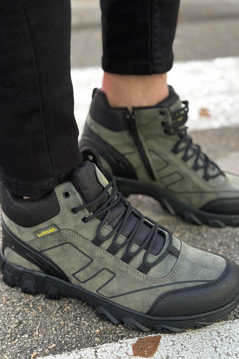 WINTER LACES AND ZIPPER MAN SHOES DARK GREEN/JEE - 1