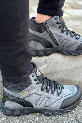 WINTER LACES AND ZIPPER MAN SHOES DARK GREY/GEE - 4