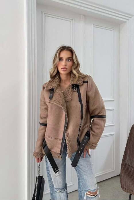 XHAKETE E THJESHTE ME PUSH PER FEMRA NE NGJYRE KAFE TE ZBARDHUR - KLAUDIO FASHION