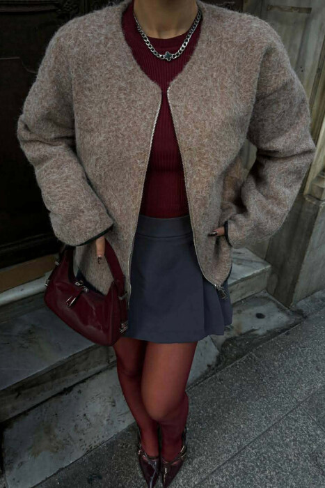 WOOL SIMPLE WOMEN JACKET BEIGE/BEZHE - 2