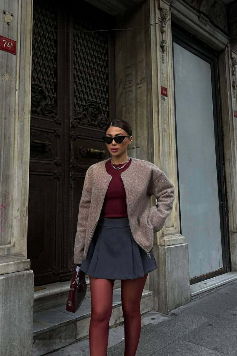 WOOL SIMPLE WOMEN JACKET BEIGE/BEZHE - 4