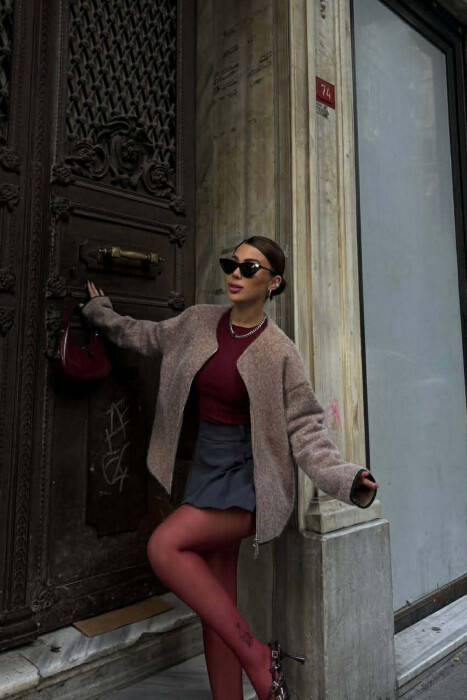 WOOL SIMPLE WOMEN JACKET BEIGE/BEZHE - 5