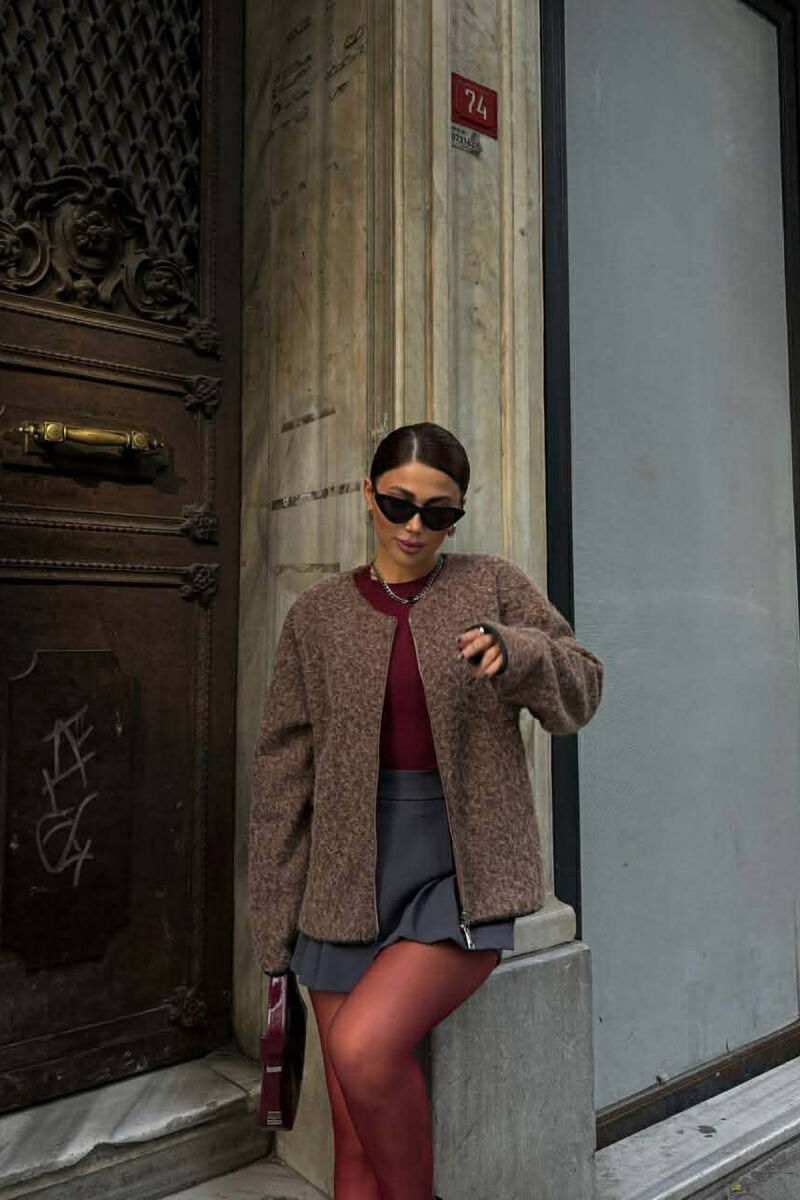 WOOL SIMPLE WOMEN JACKET BROWN/KAFE - 3