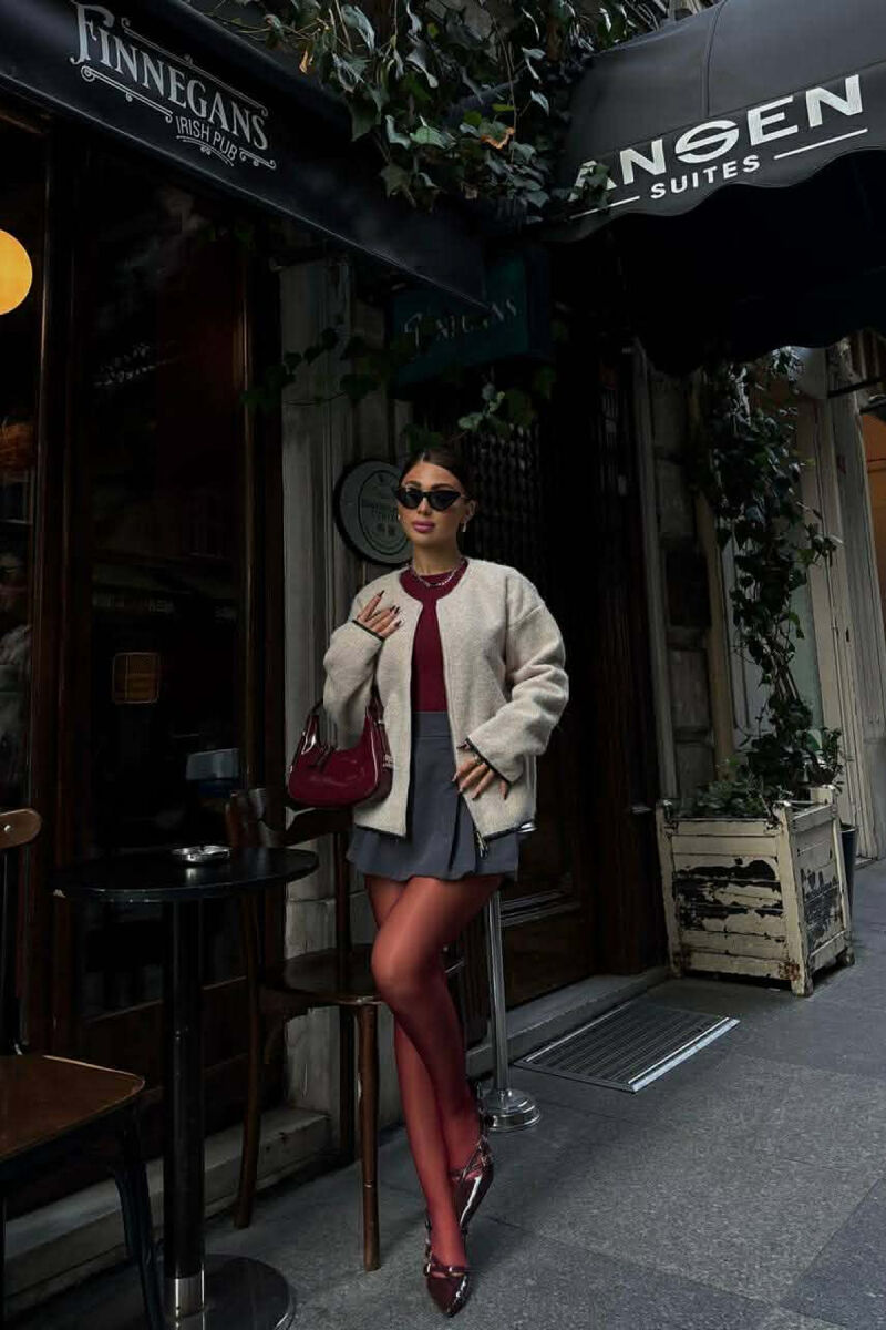 WOOL SIMPLE WOMEN JACKET CREAM/KREM - 2