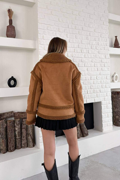 WOOL ZIP UP WOMAN JACKET BROWN/KAFE - 3