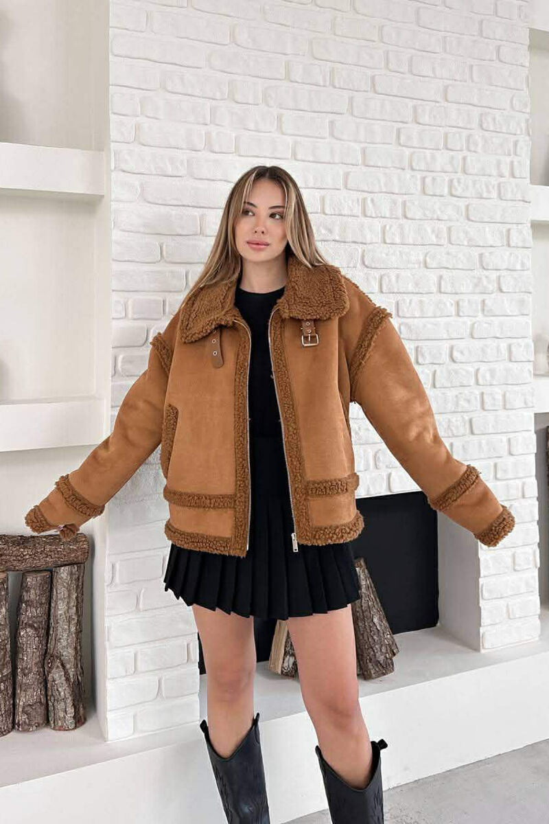 WOOL ZIP UP WOMAN JACKET BROWN/KAFE - 4