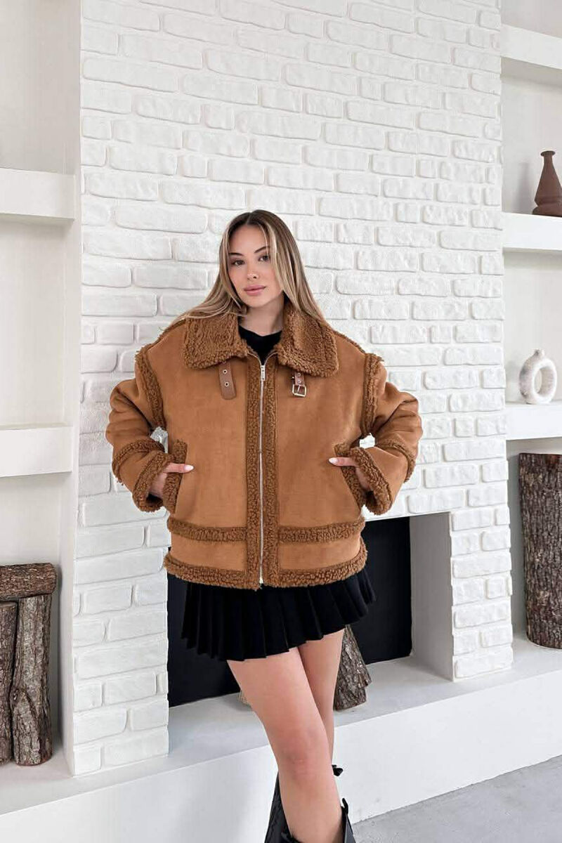 WOOL ZIP UP WOMAN JACKET BROWN/KAFE - 8