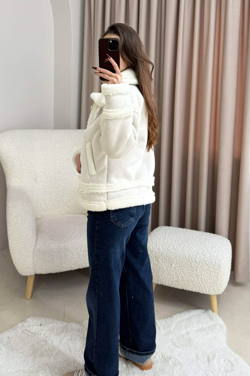 WOOL ZIP UP WOMAN JACKET WHITE-E BARDHE - 3