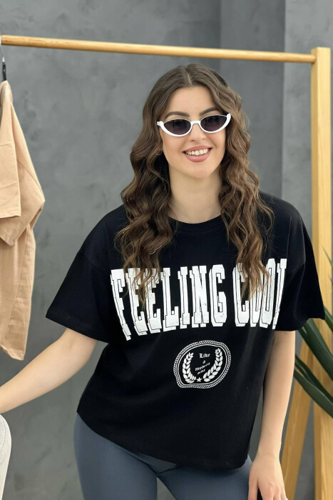 WRITING WOMEN T-SHIRT BLACK/ E ZEZE - 1