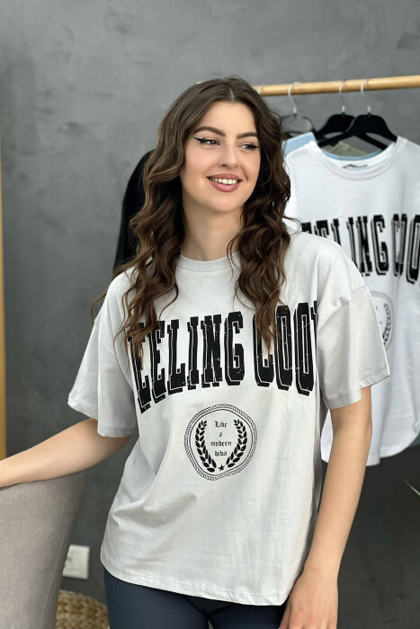 WRITING WOMEN T-SHIRT LIGHT GREY/GZ - 1