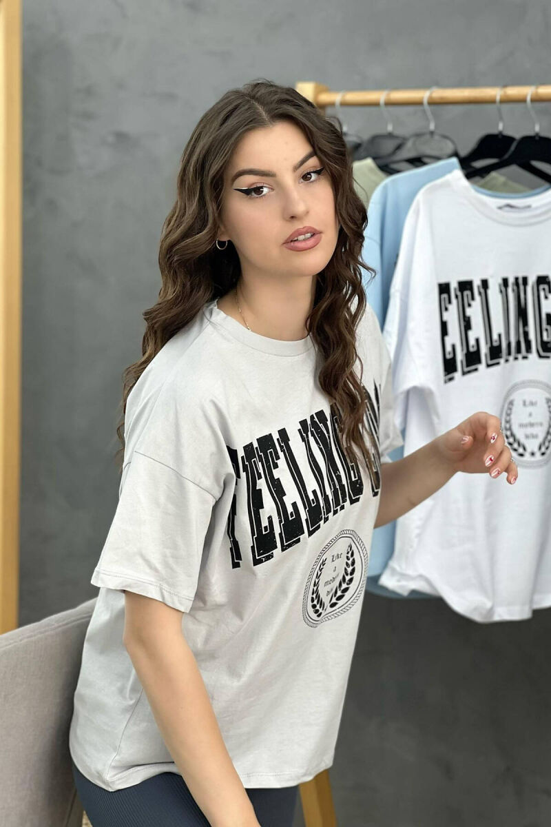 WRITING WOMEN T-SHIRT LIGHT GREY/GZ - 2