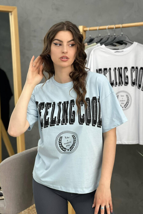 WRITING WOMEN T-SHIRT LIGHTBLUE/BZ - 1