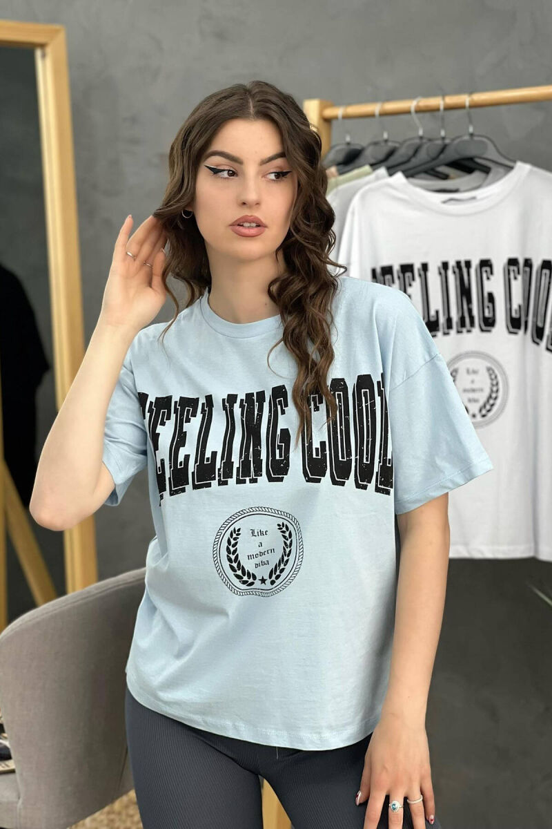 WRITING WOMEN T-SHIRT LIGHTBLUE/BZ - 1