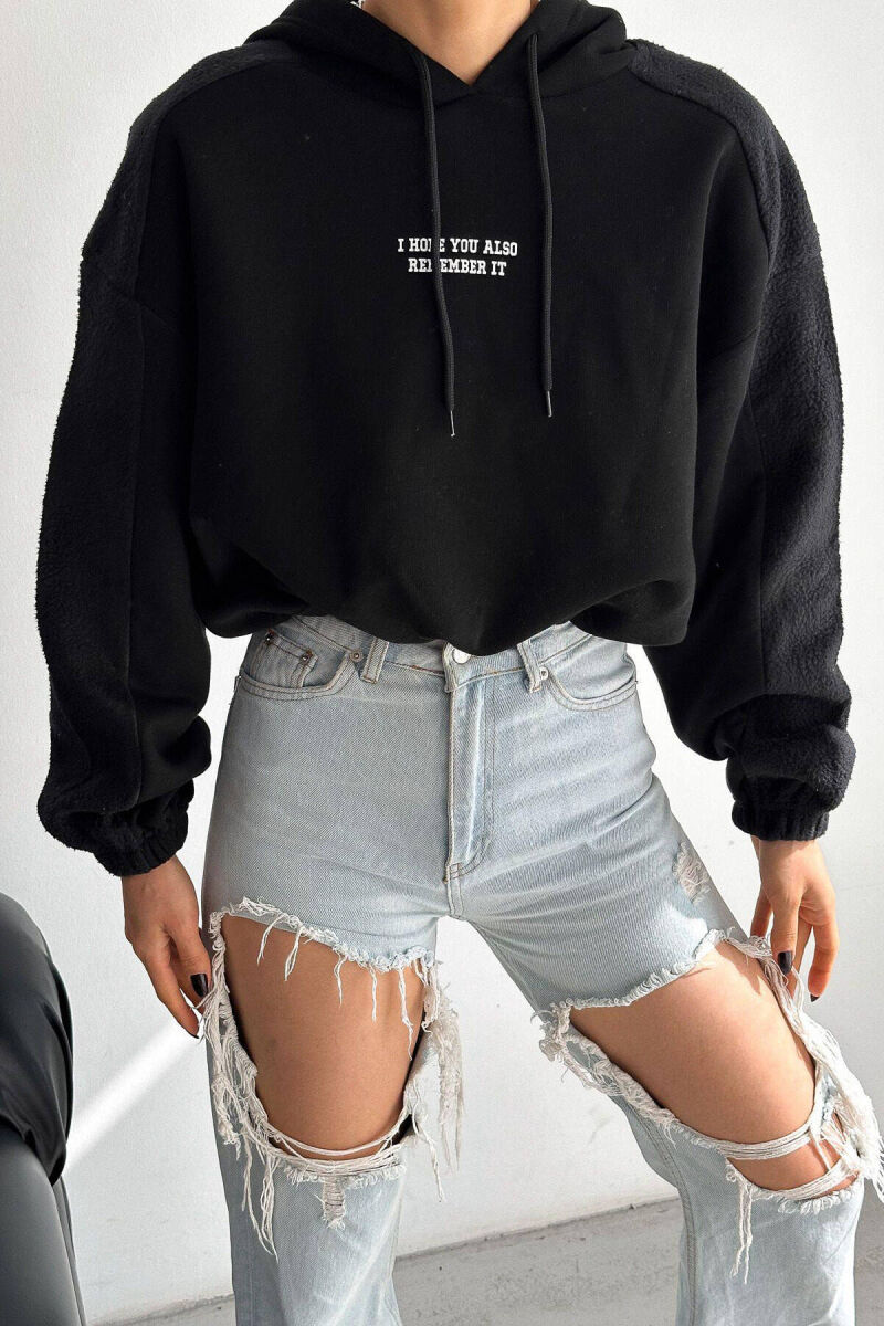 WRITINGS TEDDY BEAR LINE WOMAN HOODIE BLACK/ E ZEZE - 1