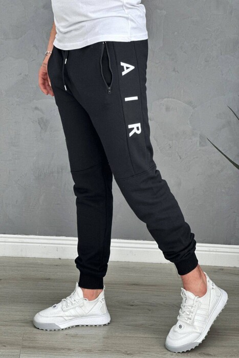 WRITTING COTTON FLUFFY MAN SWEATPANTS BLACK/ E ZEZE - 2