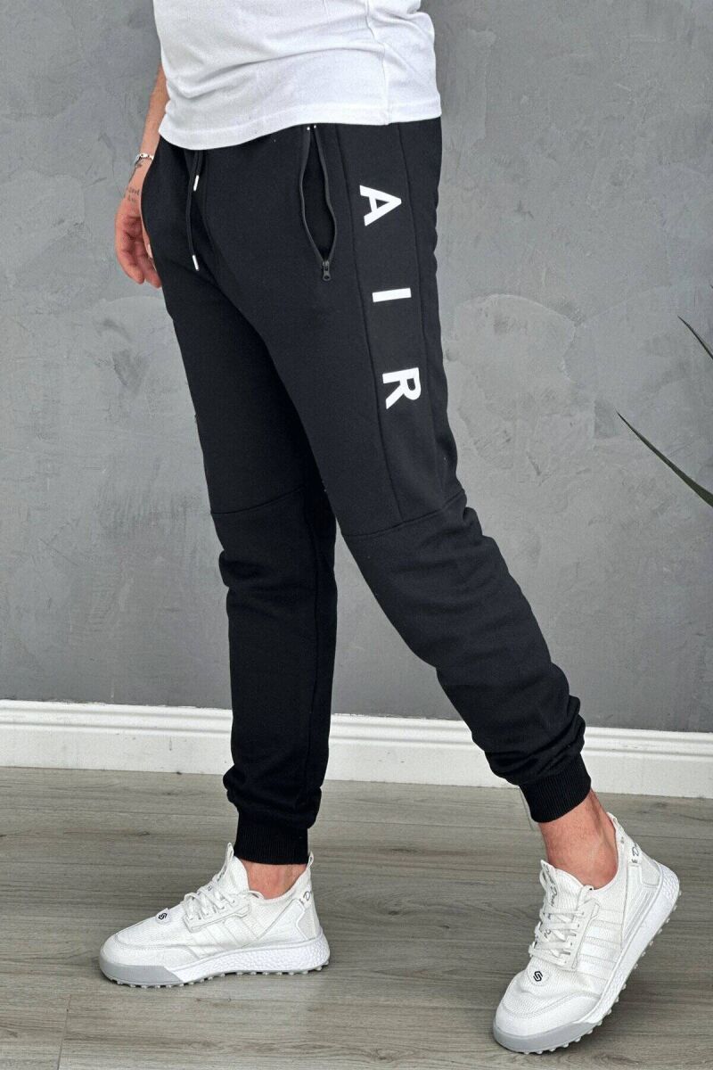 WRITTING COTTON FLUFFY MAN SWEATPANTS BLACK/ E ZEZE - 2