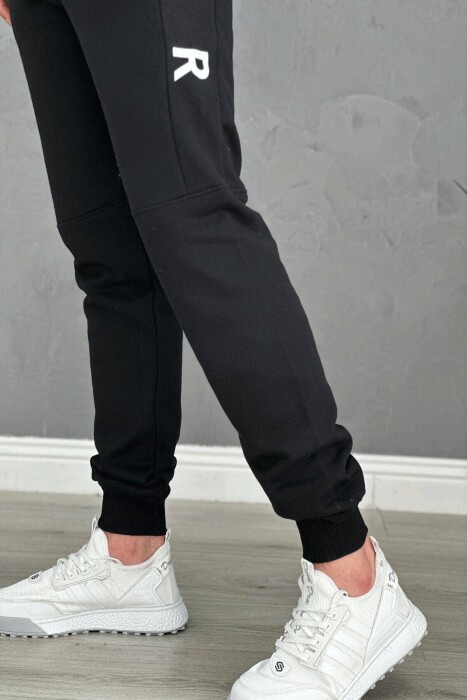 WRITTING COTTON FLUFFY MAN SWEATPANTS BLACK/ E ZEZE - 4