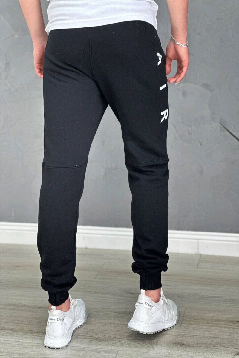 WRITTING COTTON FLUFFY MAN SWEATPANTS BLACK/ E ZEZE - 5