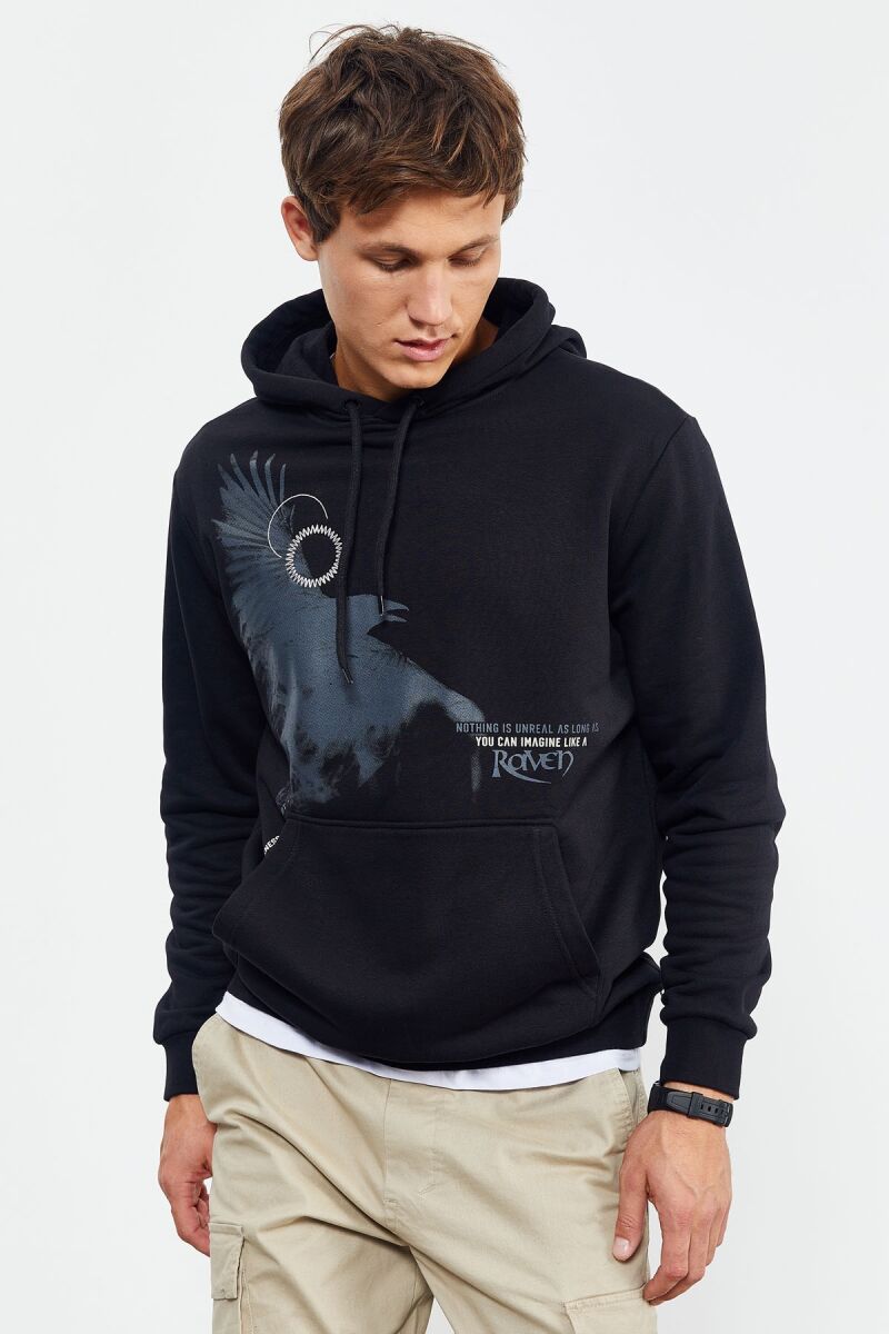 WRITTING ONE COLOR MEN HODDIE BLACK/ E ZEZE - 1