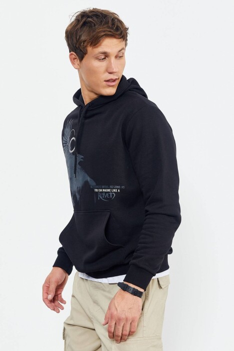 WRITTING ONE COLOR MEN HODDIE BLACK/ E ZEZE - 9