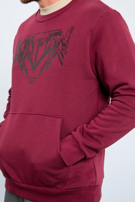 WRITTING ONE COLOR MEN HODDIE BURGUNDY/VISHNJE - 4