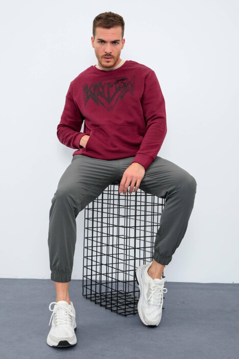 WRITTING ONE COLOR MEN HODDIE BURGUNDY/VISHNJE - 5