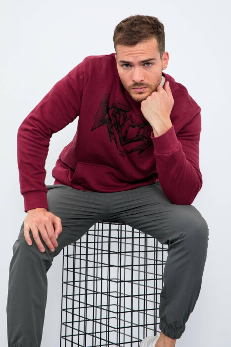 WRITTING ONE COLOR MEN HODDIE BURGUNDY/VISHNJE - 7