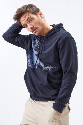 WRITTING ONE COLOR MEN HODDIE DARK BLUE/BEE 