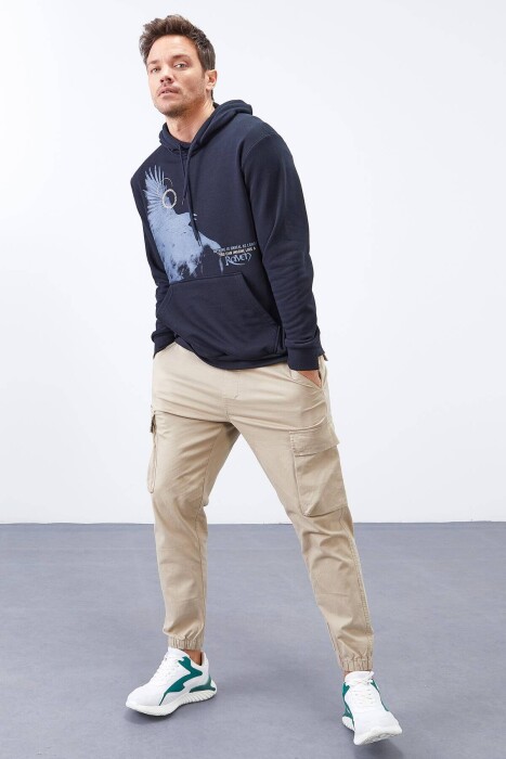 WRITTING ONE COLOR MEN HODDIE DARK BLUE/BEE - 4