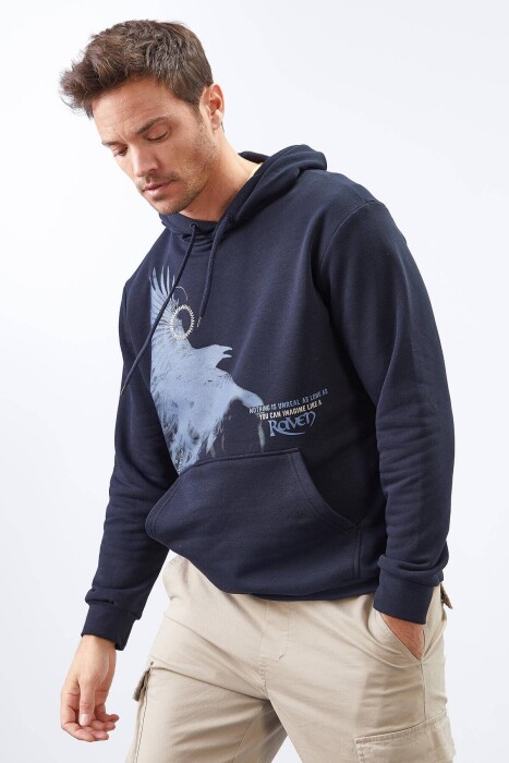 WRITTING ONE COLOR MEN HODDIE DARK BLUE/BEE - 5