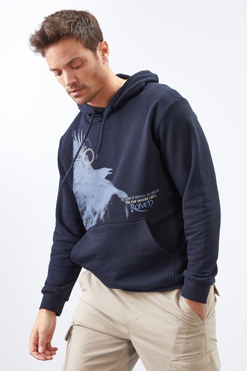 WRITTING ONE COLOR MEN HODDIE DARK BLUE/BEE - 5