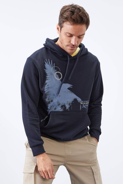 WRITTING ONE COLOR MEN HODDIE DARK BLUE/BEE - 6