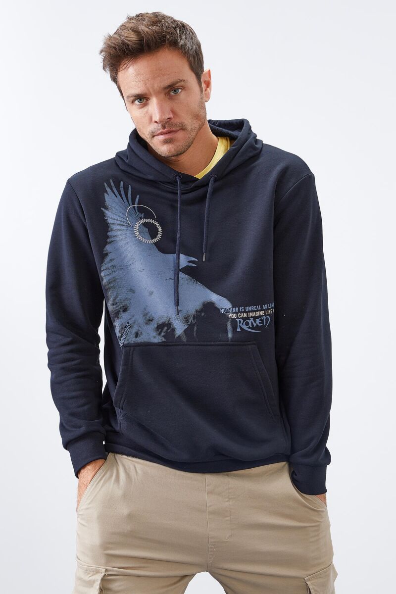 WRITTING ONE COLOR MEN HODDIE DARK BLUE/BEE - 9