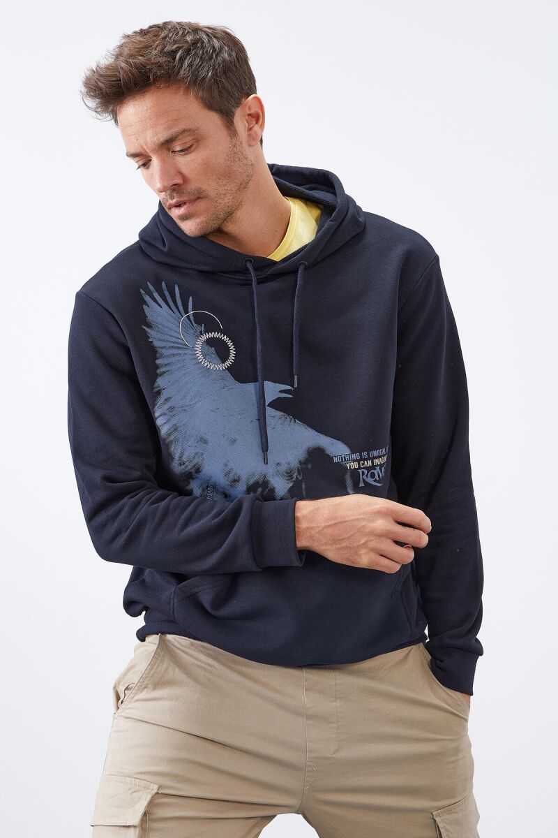 WRITTING ONE COLOR MEN HODDIE DARK BLUE/BEE - 10