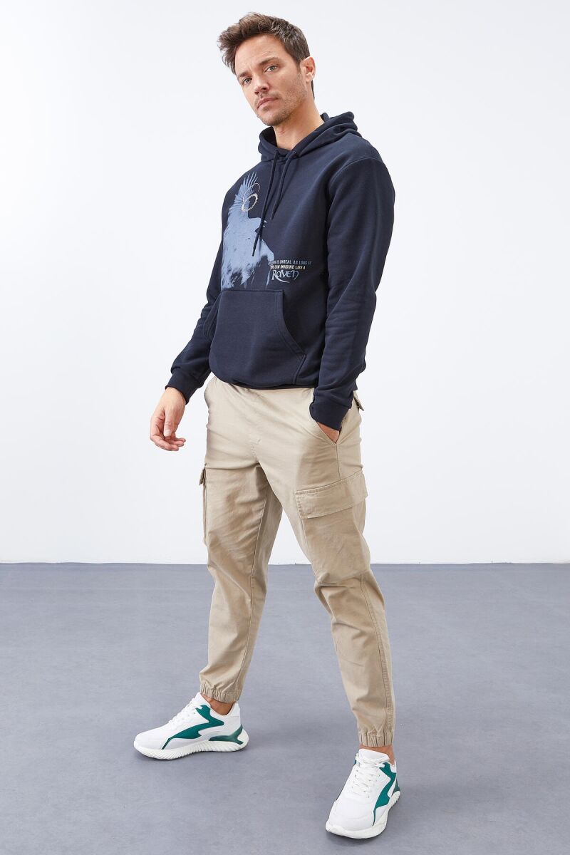 WRITTING ONE COLOR MEN HODDIE DARK BLUE/BEE - 11