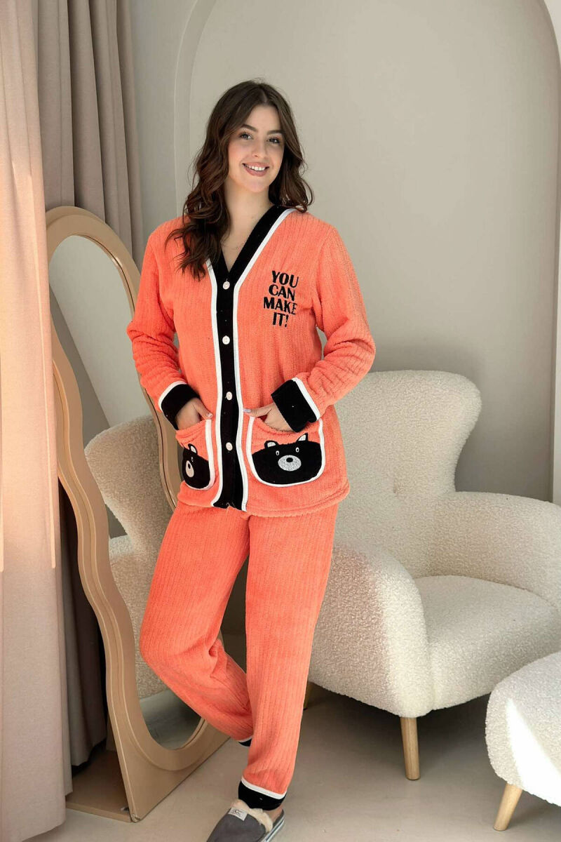 WRITTINGS BUTTONS WOMAN PYJAMAS ORANGE/PORTOKALLI - 1