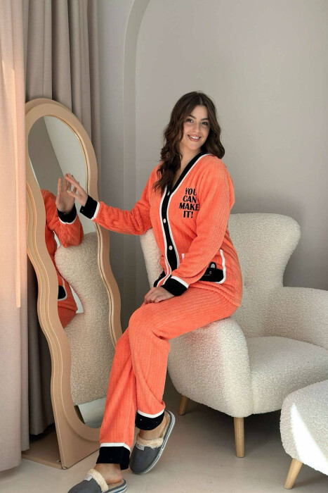 WRITTINGS BUTTONS WOMAN PYJAMAS ORANGE/PORTOKALLI - 2